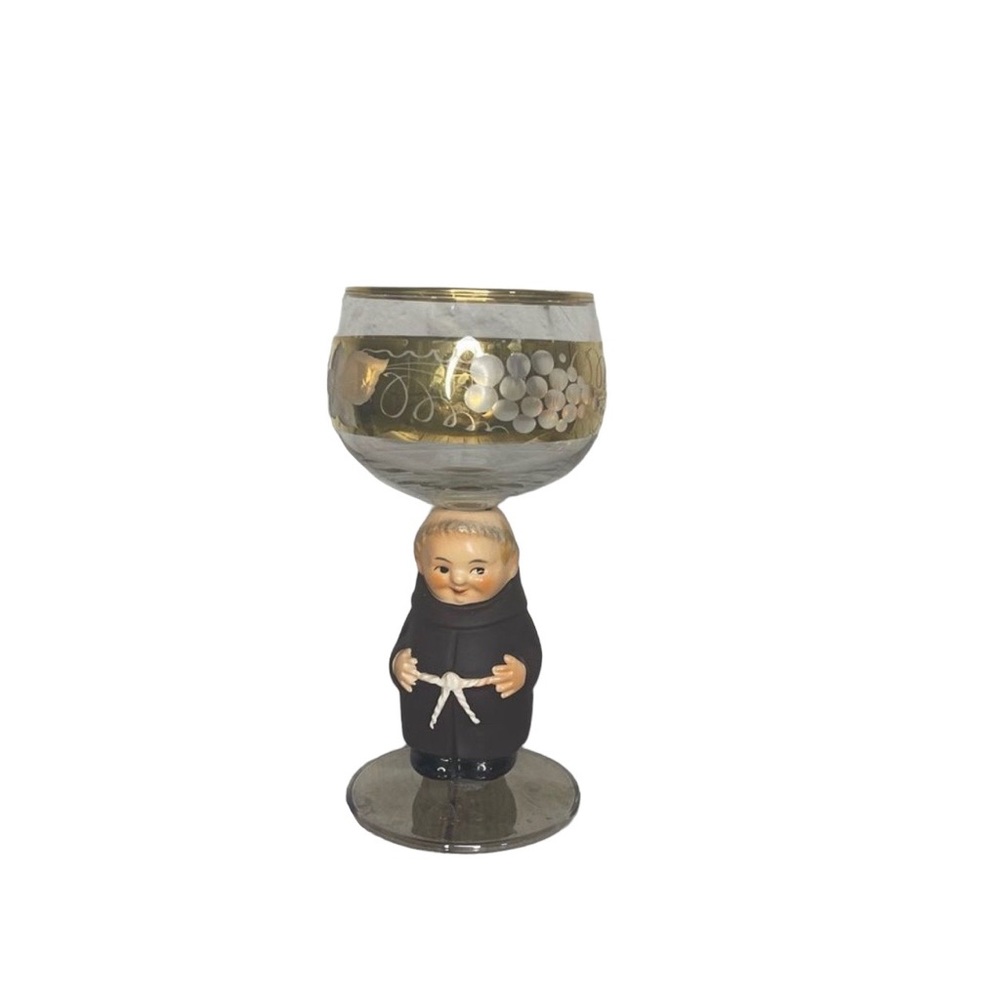 Vintage Goebel Hummel FriarTuck/Monk wine glass goblet